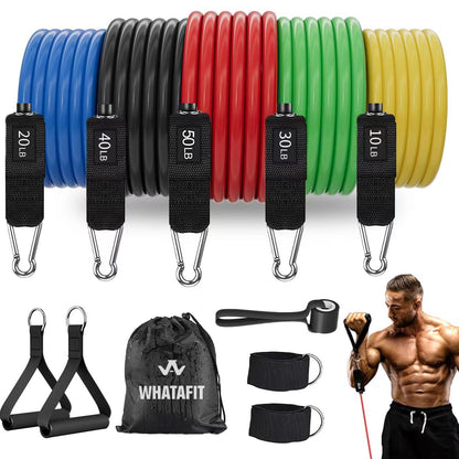 WHATAFIT Resistance Bands, Exercise Bands，Resistance Bands for Working Out, Work Out Bands with Handles for Men and Women Fitness, Strength Training Home Gym Equipment - My Store