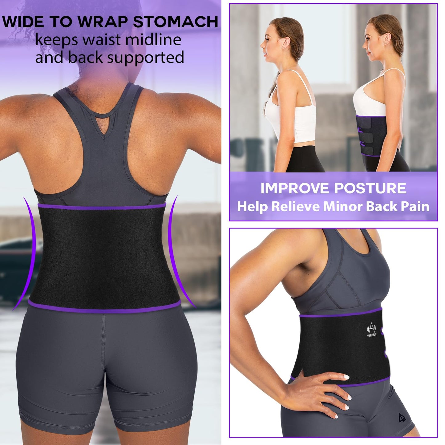 Waist Trimmer Belt Men Sweat Band Stomach Wrap, Waist Trainer for Women Workout