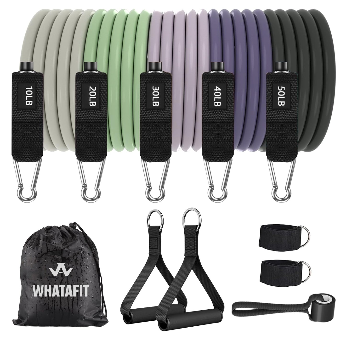 WHATAFIT Resistance Bands, Exercise Bands，Resistance Bands for Working Out, Work Out Bands with Handles for Men and Women Fitness, Strength Training Home Gym Equipment - My Store