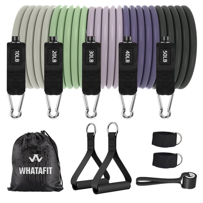 WHATAFIT Resistance Bands, Exercise Bands，Resistance Bands for Working Out, Work Out Bands with Handles for Men and Women Fitness, Strength Training Home Gym Equipment - My Store