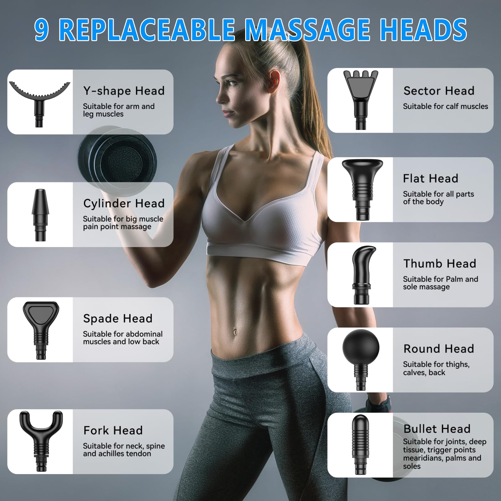 Massage Gun, Muscle Massage Gun for Athletes Handheld Electric Deep Tissue Back Massager, Percussion Massage Device for Pain Relief with 30 Speed Levels 9 Heads - My Store