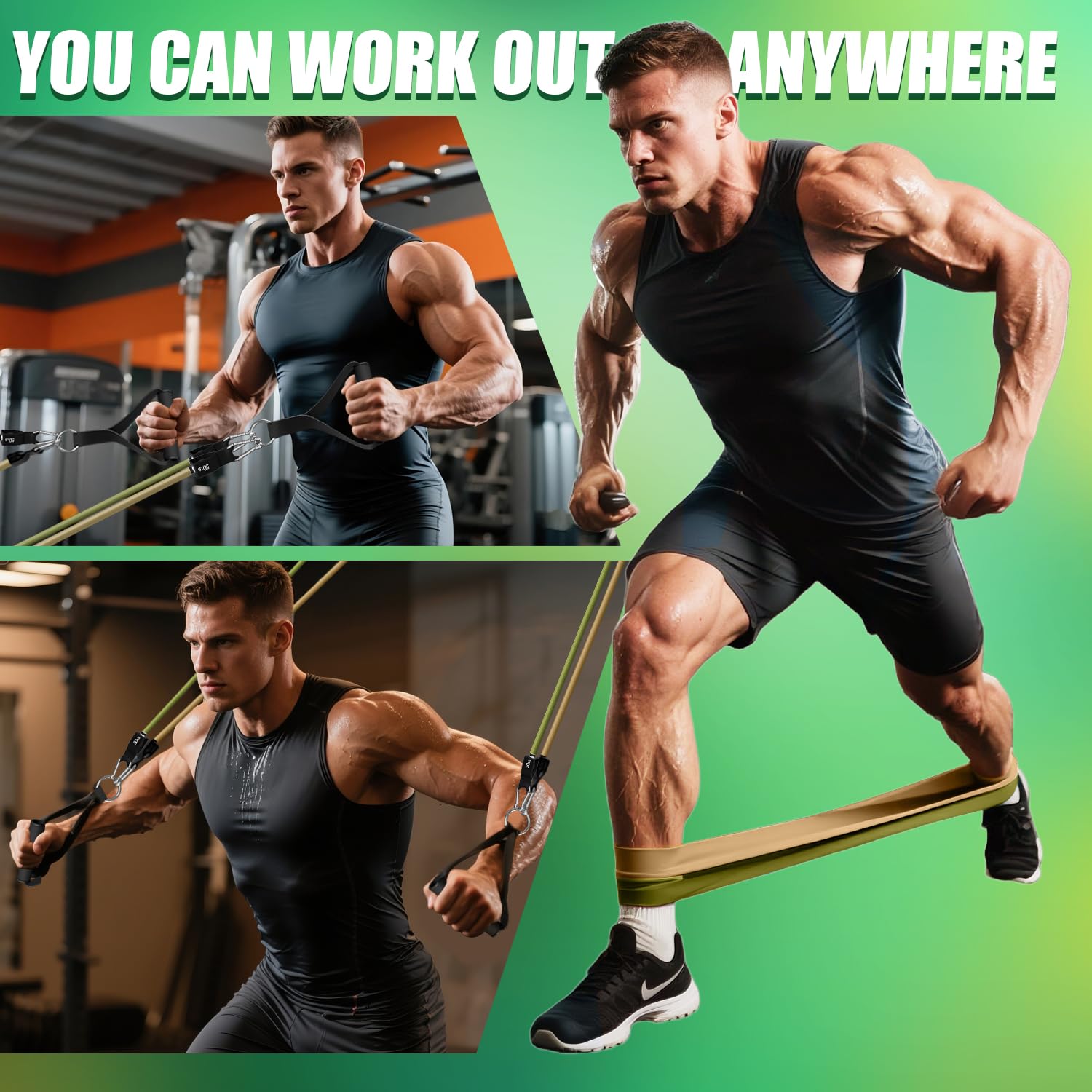 WHATAFIT Resistance Bands, Exercise Bands，Resistance Bands for Working Out, Work Out Bands with Handles for Men and Women Fitness, Strength Training Home Gym Equipment - My Store