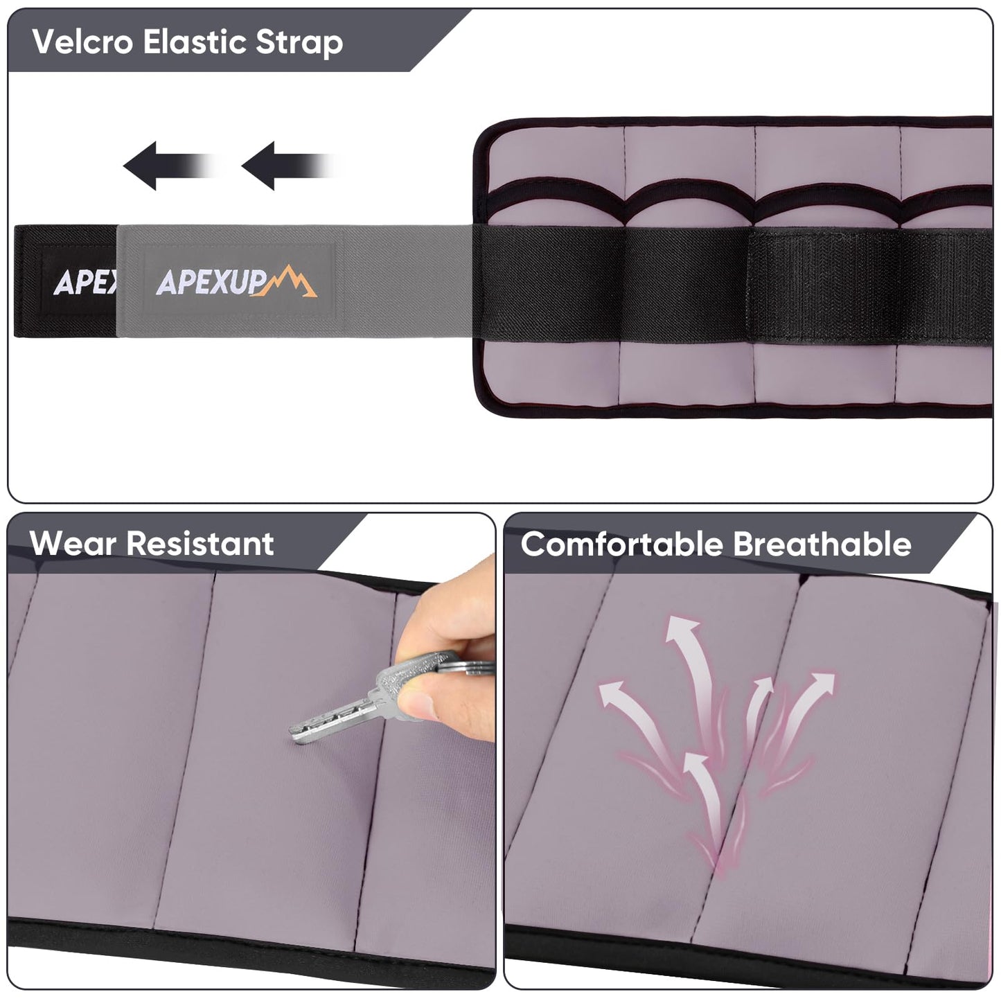 APEXUP 10lbs/Pair Adjustable Ankle Weights for Women and Men, Modularized Leg Weight Straps for Yoga, Walking, Running, Aerobics, Gym