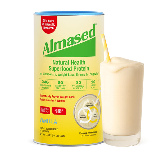 Almased Vanilla Meal Replacement Shake - Low-Glycemic High Plant Base Protein Powder- Nutritional Weight Health Support Supplement - Vanilla Flavor - 17.6 oz (1.1 Pound (1 Pack)) - My Store