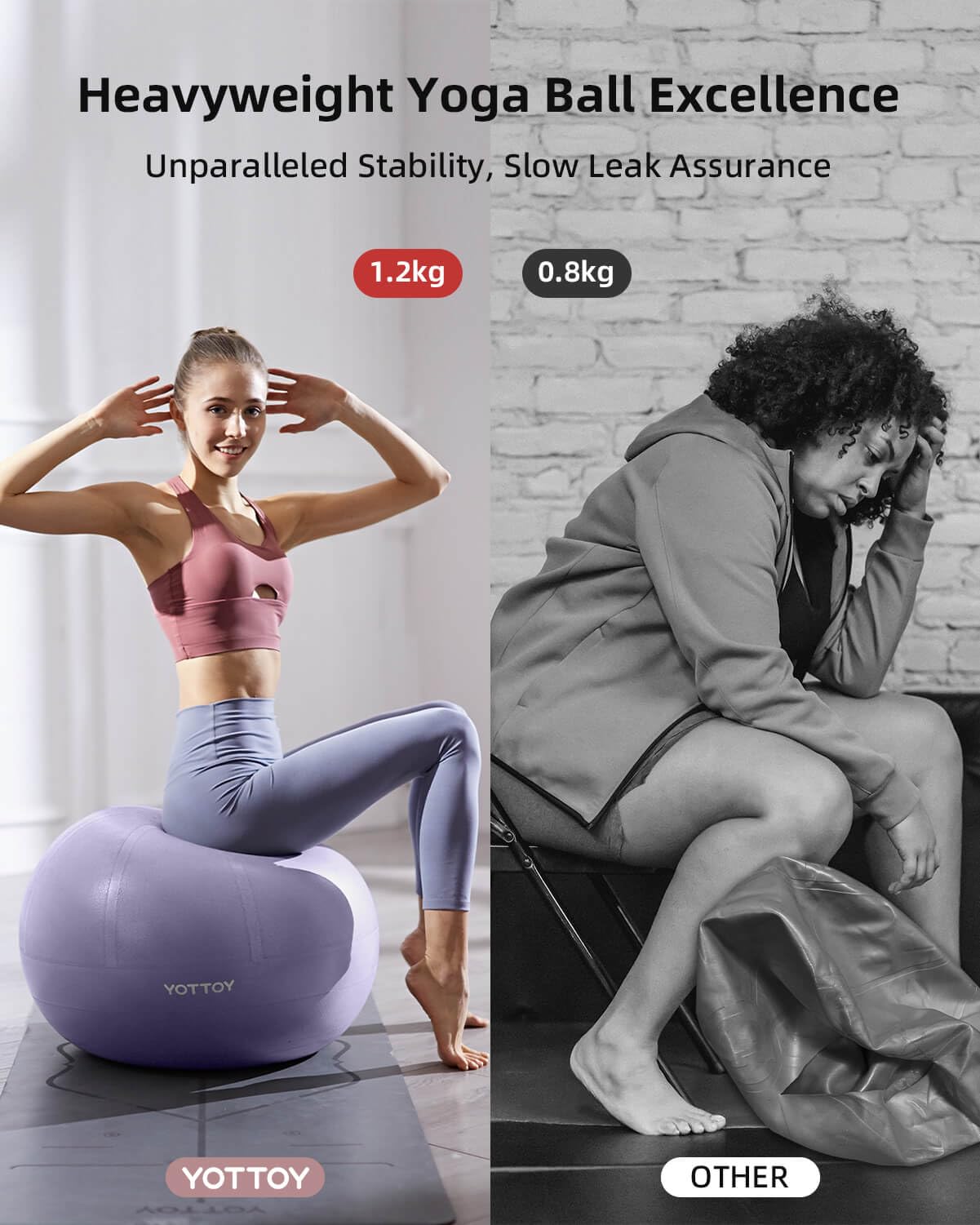 YOTTOY Anti-Burst Exercise Ball for Working Out, Yoga & Pregnancy, Extra Thick Workout Ball for Physical Therapy & Fitness - My Store