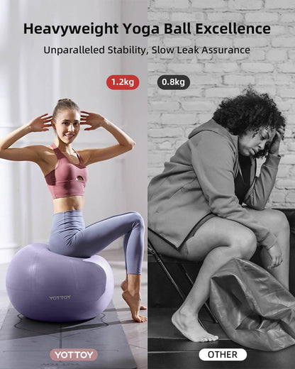 YOTTOY Anti-Burst Exercise Ball for Working Out, Yoga & Pregnancy, Extra Thick Workout Ball for Physical Therapy & Fitness - My Store