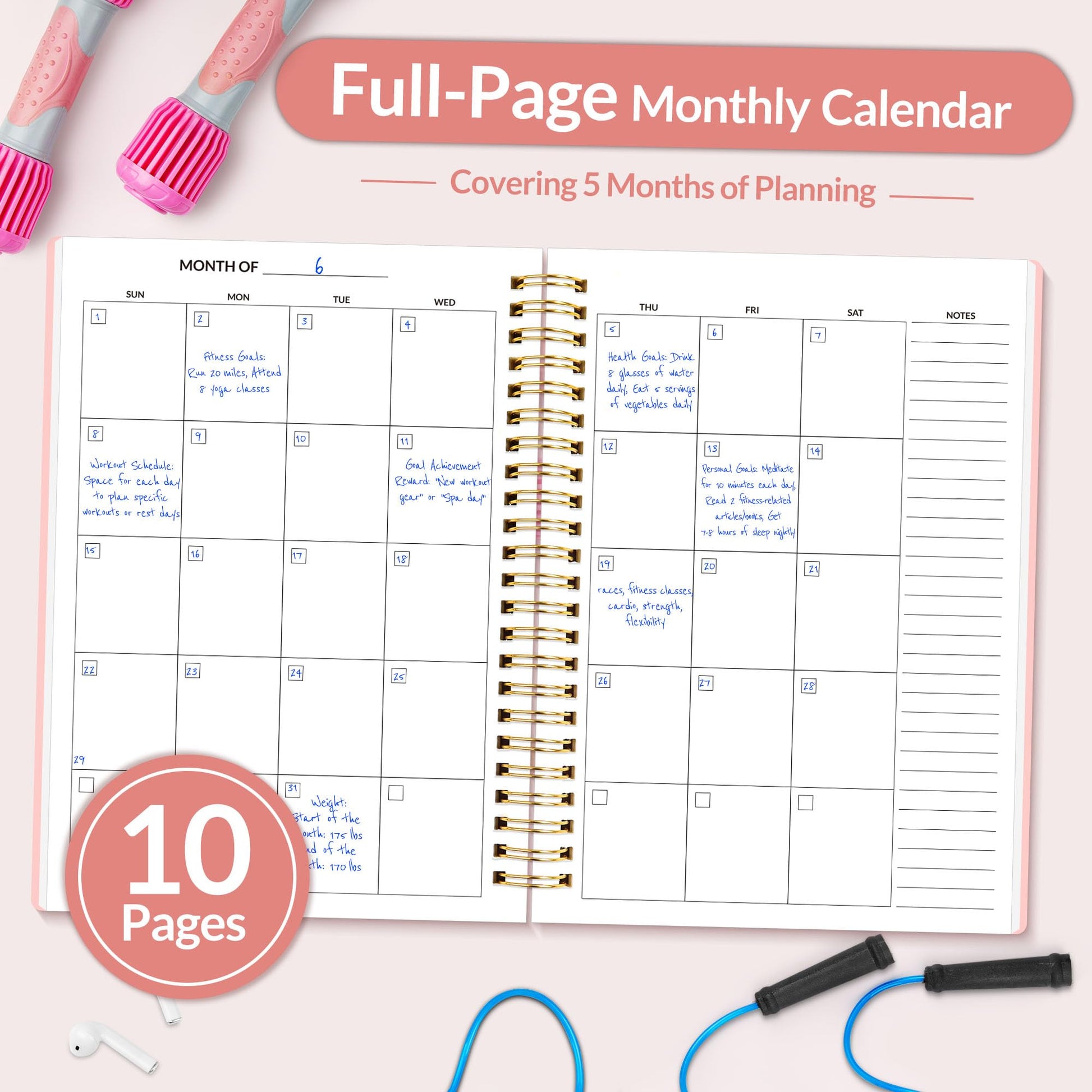 Fitness Journal Workout Planner for Women & Men, A5 (6.4" x 8.3") Workout Journal Log Book Planner Gift for Track Gym Essentials, Home Workouts, Track Progress, Achieve Wellness Goals, Black - My Store