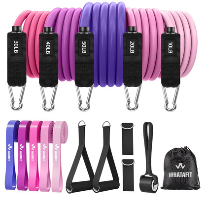 WHATAFIT Resistance Bands, Exercise Bands，Resistance Bands for Working Out, Work Out Bands with Handles for Men and Women Fitness, Strength Training Home Gym Equipment - My Store