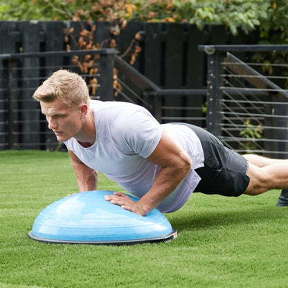 Bosu Balance Ball Exercise Trainer, Home Gym Equipment w/ Guided Workouts & Pump, 26", Blue - Inflatable Fitness Platform for Strength Training, Standing, Balancing, and Core Workout - My Store