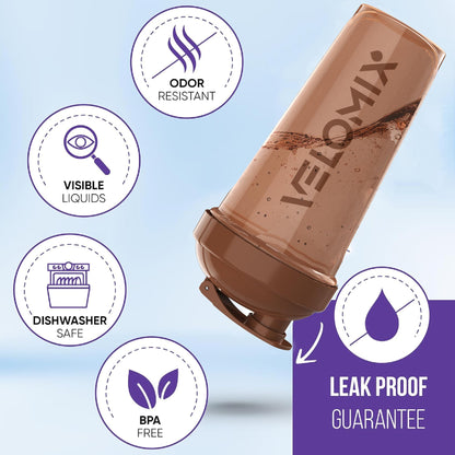 VELOMIX - 2 Pack- 28 oz Protein Shaker Bottles for Protein Mixes - 2x Wire Whisk | Leak Proof Shaker Cups for Protein Shakes | Protein Shaker Bottle Pack (Black/Transparent) - My Store