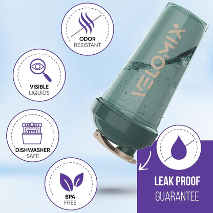 VELOMIX - 2 Pack- 28 oz Protein Shaker Bottles for Protein Mixes - 2x Wire Whisk | Leak Proof Shaker Cups for Protein Shakes | Protein Shaker Bottle Pack (Black/Transparent) - My Store