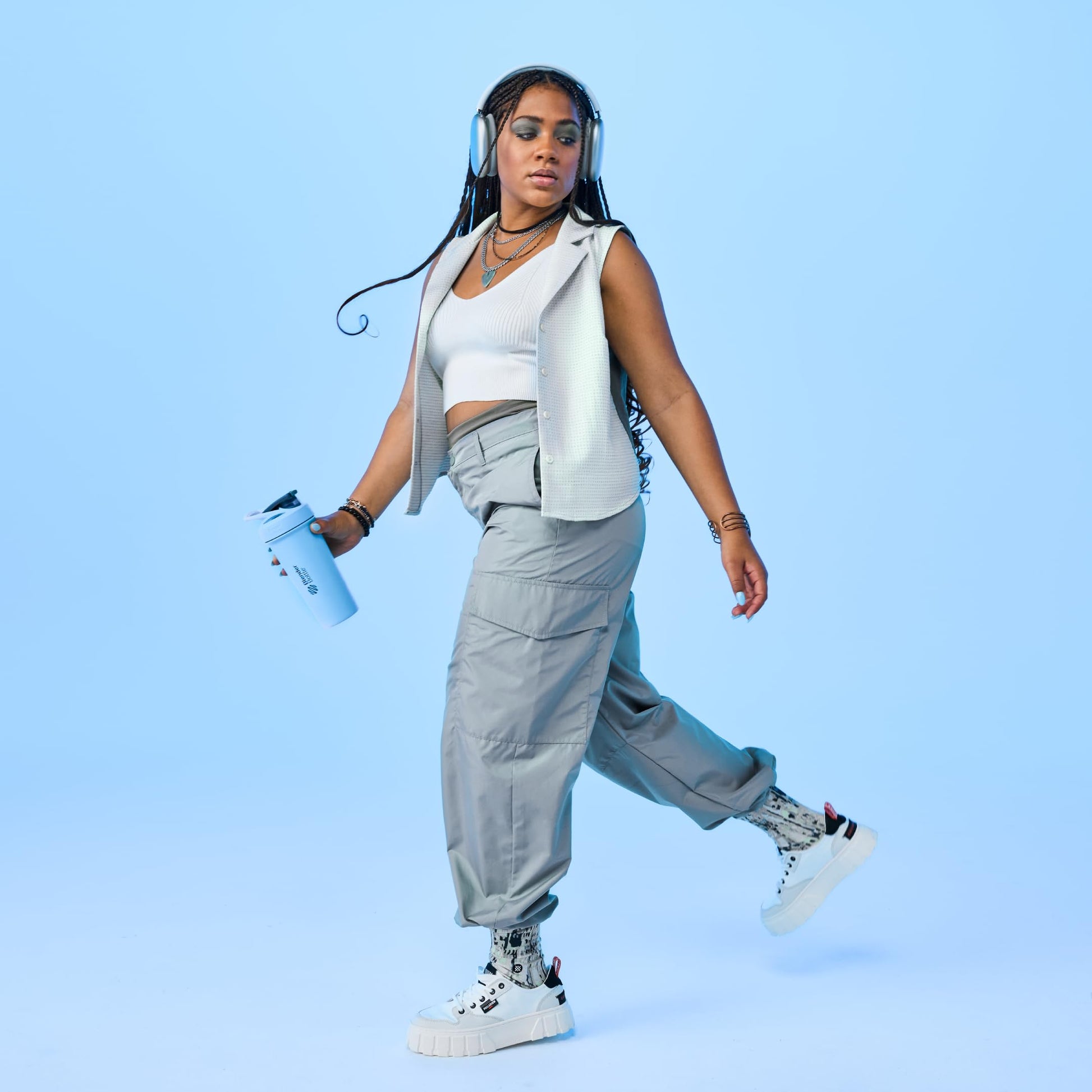 BlenderBottle Strada Shaker Cup Insulated Stainless Steel Water Bottle with Wire Whisk, 24-Ounce, Black - My Store