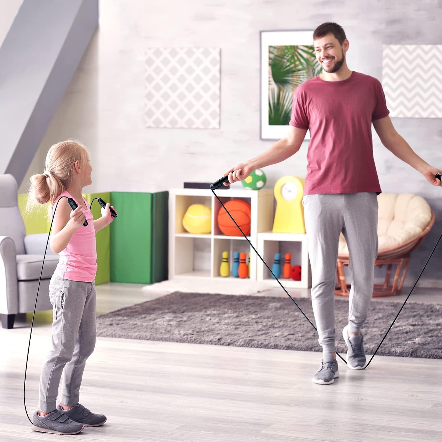 Jump Rope, Tangle-Free Rapid Speed Jumping Rope Cable with Ball Bearings for Women, Men, and Kids, Adjustable Steel Jump Rope with Foam Handles for Home Gym Exercise Fitness Workout Equipment & Slim Body - My Store