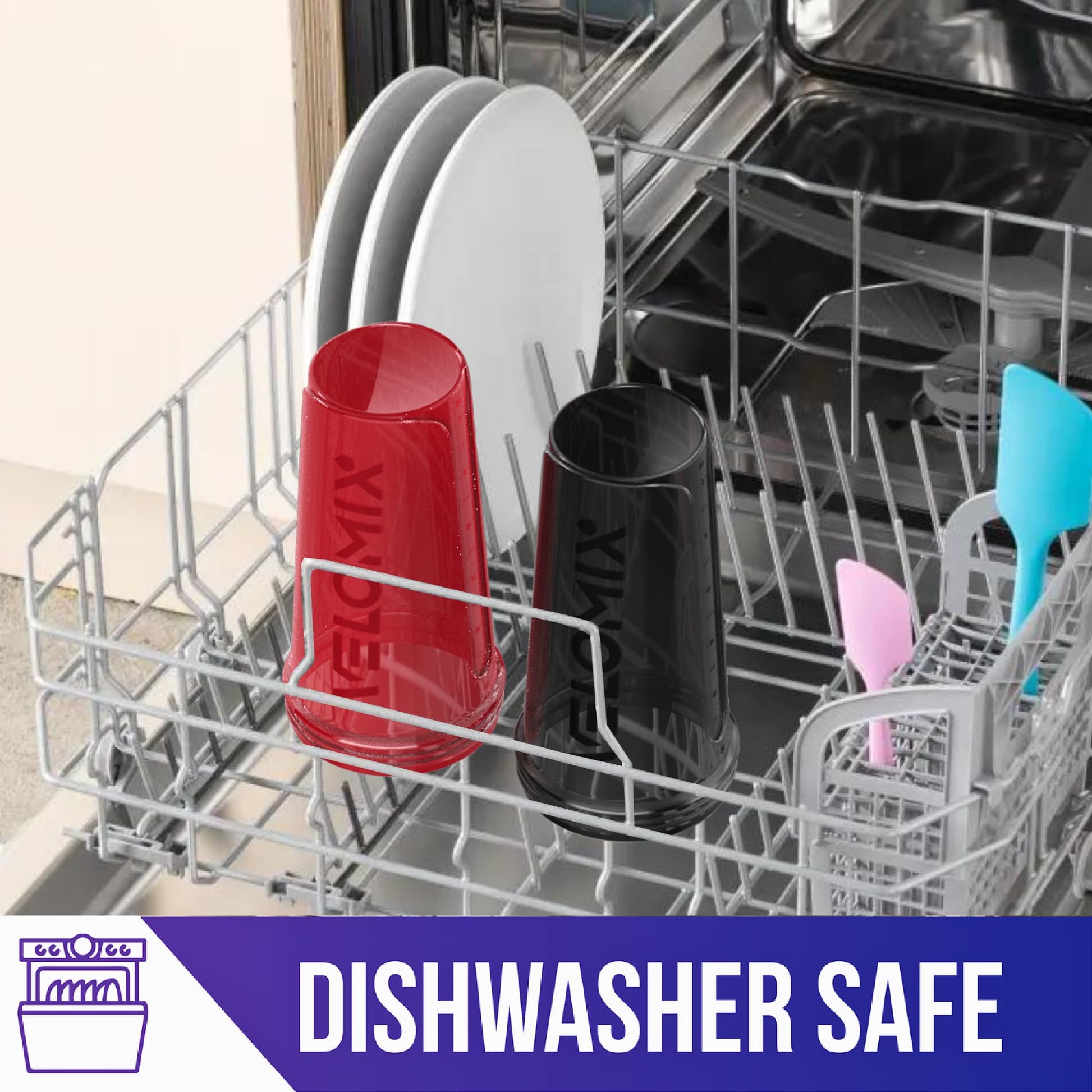 VELOMIX - 2 Pack- 28 oz Protein Shaker Bottles for Protein Mixes - 2x Wire Whisk | Leak Proof Shaker Cups for Protein Shakes | Protein Shaker Bottle Pack (Black/Transparent) - My Store