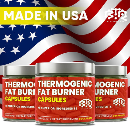 Thermogenic Fat Burner Capsules - Weight Loss Pills for Women & Men, Appetite Suppressant, Metabolism Booster - Green Tea, Coffee Extract, Garcinia Cambogia - Diet Pills for Weight Loss - 60 Capsules