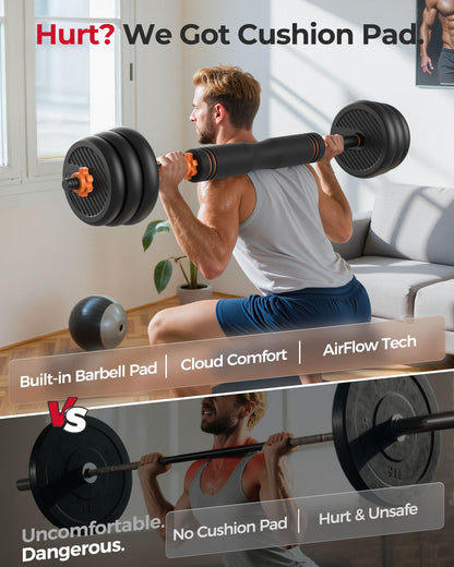 FEIERDUN Adjustable Dumbbells, 20/30/40/45/70/90lbs Free Weight Set with Connector, 5 in1 Dumbbells Set Used as Barbell, Kettlebells, Push up Stand, Weight Plate, Fitness Exercises for Home Gym Suitable Men/Women - My Store