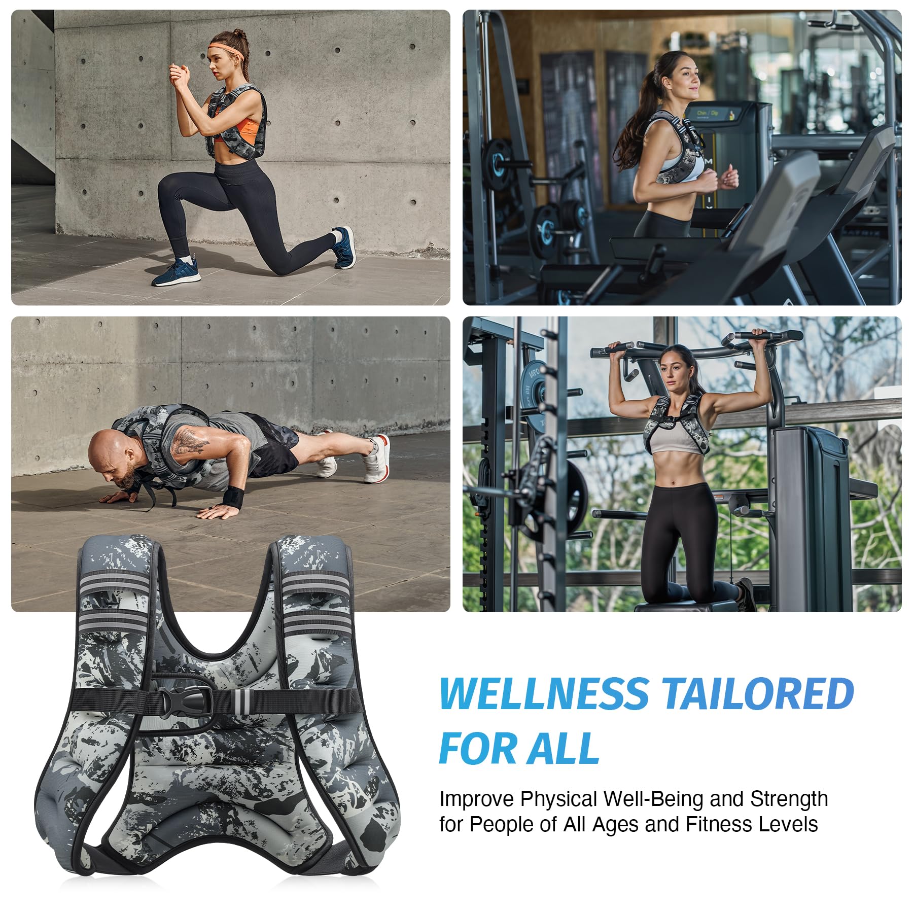 ZELUS Weighted Vest, 6lb/8lb/12lb/16lb/20lb/25lb/30lb Weight Vest with Reflective Stripe for Workout, Strength Training, Running, Fitness, Muscle Building, Weight Loss, Weightlifting - My Store