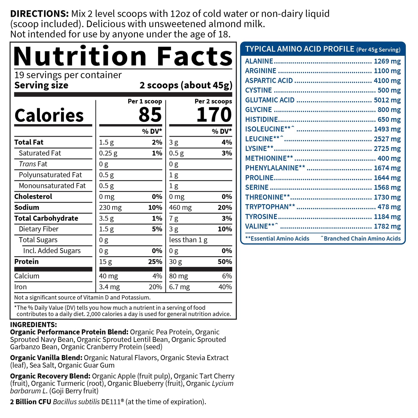 Garden of Life Sport Organic Vegan Protein Powder, Vanilla Flavor, 30g Plant-Based Protein with Probiotics for Digestive Health, Immune Support and Muscle Recovery, 19 Servings