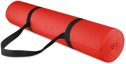 Fitvids All Purpose 1/4-Inch High Density Anti-Tear Exercise Yoga Mat with Carrying Strap, Multiple Colors