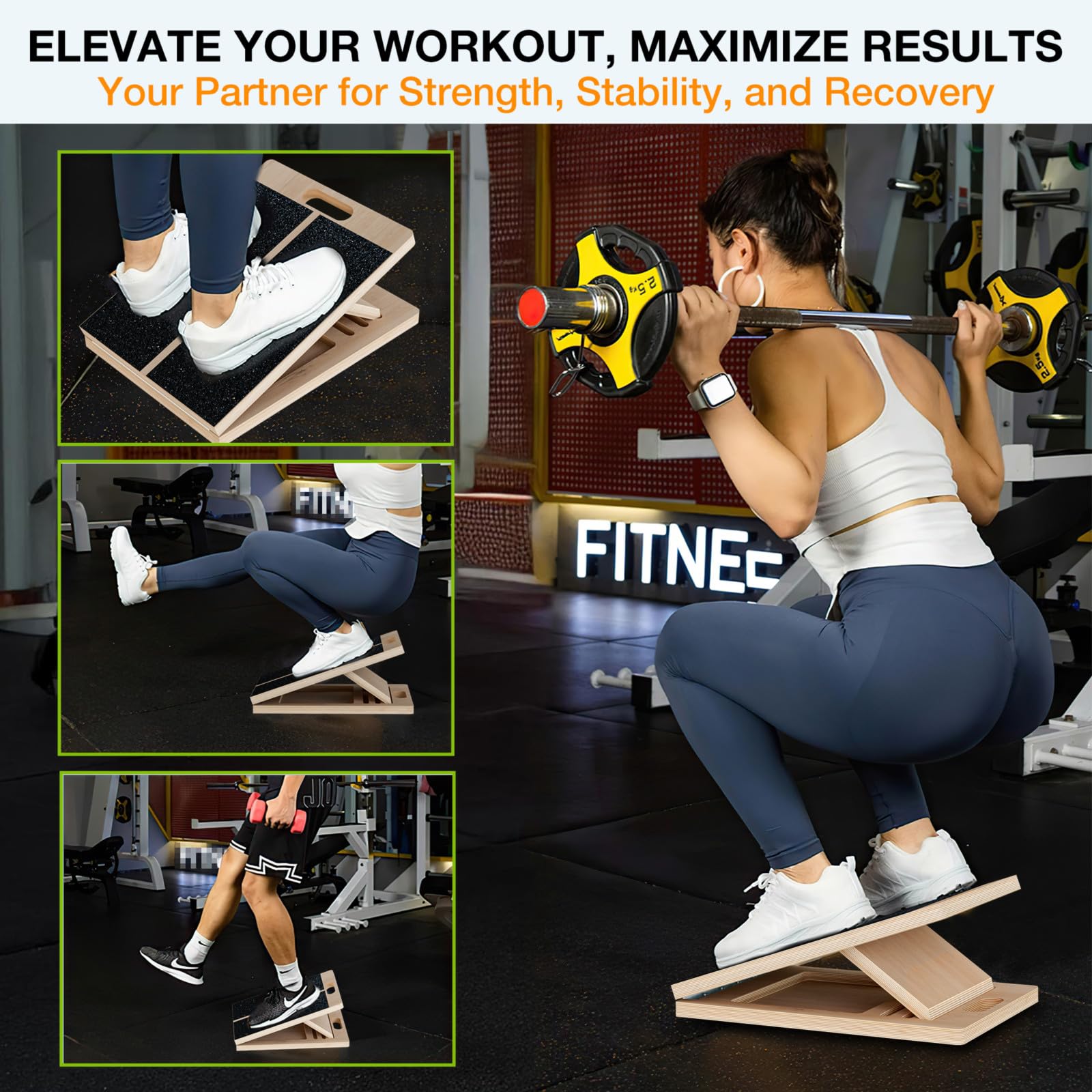 TEMI Slant Board for Calf-Stretching - Wooden Incline Wedge Stretcher for Squats, Foot & Ankle Mobility, Portable Fitness Equipment, Balance Block for Heel Stretch - My Store
