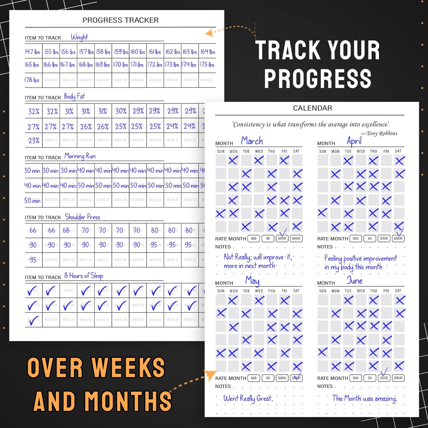 Nextnoid Hardcover Fitness Journal Workout Planner for Men & Women - A5(5.7" x 8.3") Sturdy Workout Log Book to Track Gym & Home Workouts - My Store