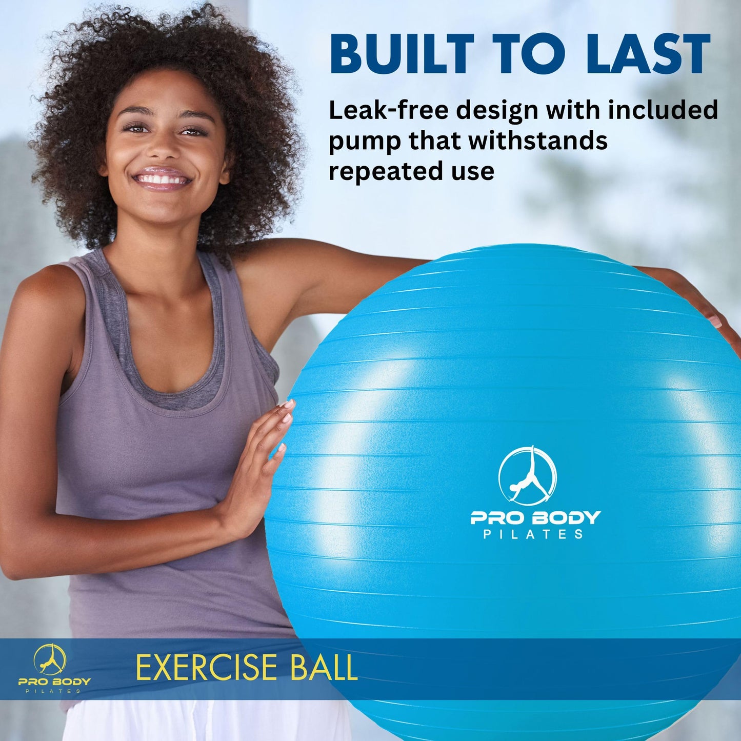 ProBody Pilates Exercise Ball - Multiple Sizes Gym Grade Balance Ball for Fitness, Yoga, Workout, Pregnancy & Physical Therapy - My Store