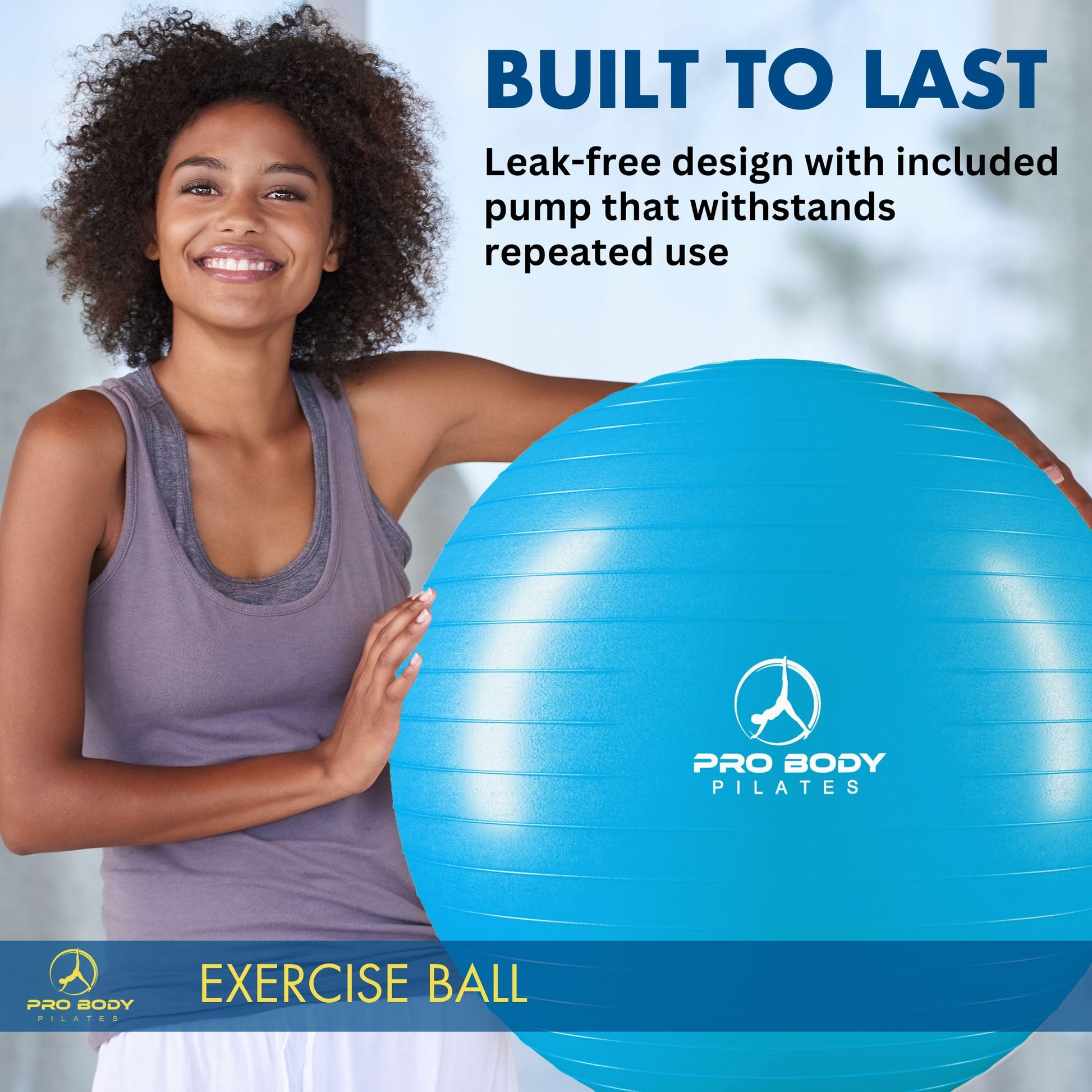 ProBody Pilates Exercise Ball - Multiple Sizes Gym Grade Balance Ball for Fitness, Yoga, Workout, Pregnancy & Physical Therapy - My Store