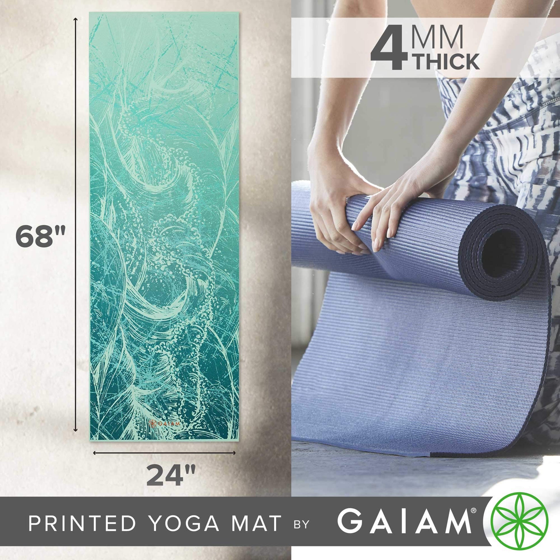 Gaiam Print Yoga Mat, Non Slip Exercise & Fitness Mat for All Types of Yoga, Pilates & Floor Exercises - My Store