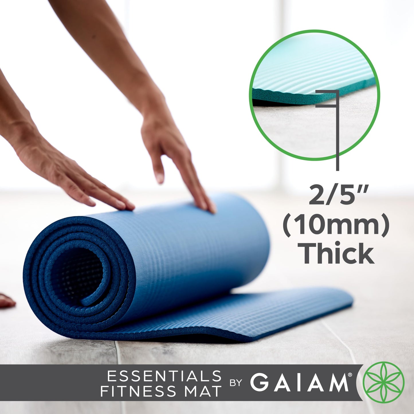 Gaiam Essentials Thick and Thin Yoga Mat Fitness & Exercise Mat with Easy-Cinch Carrier Strap - My Store
