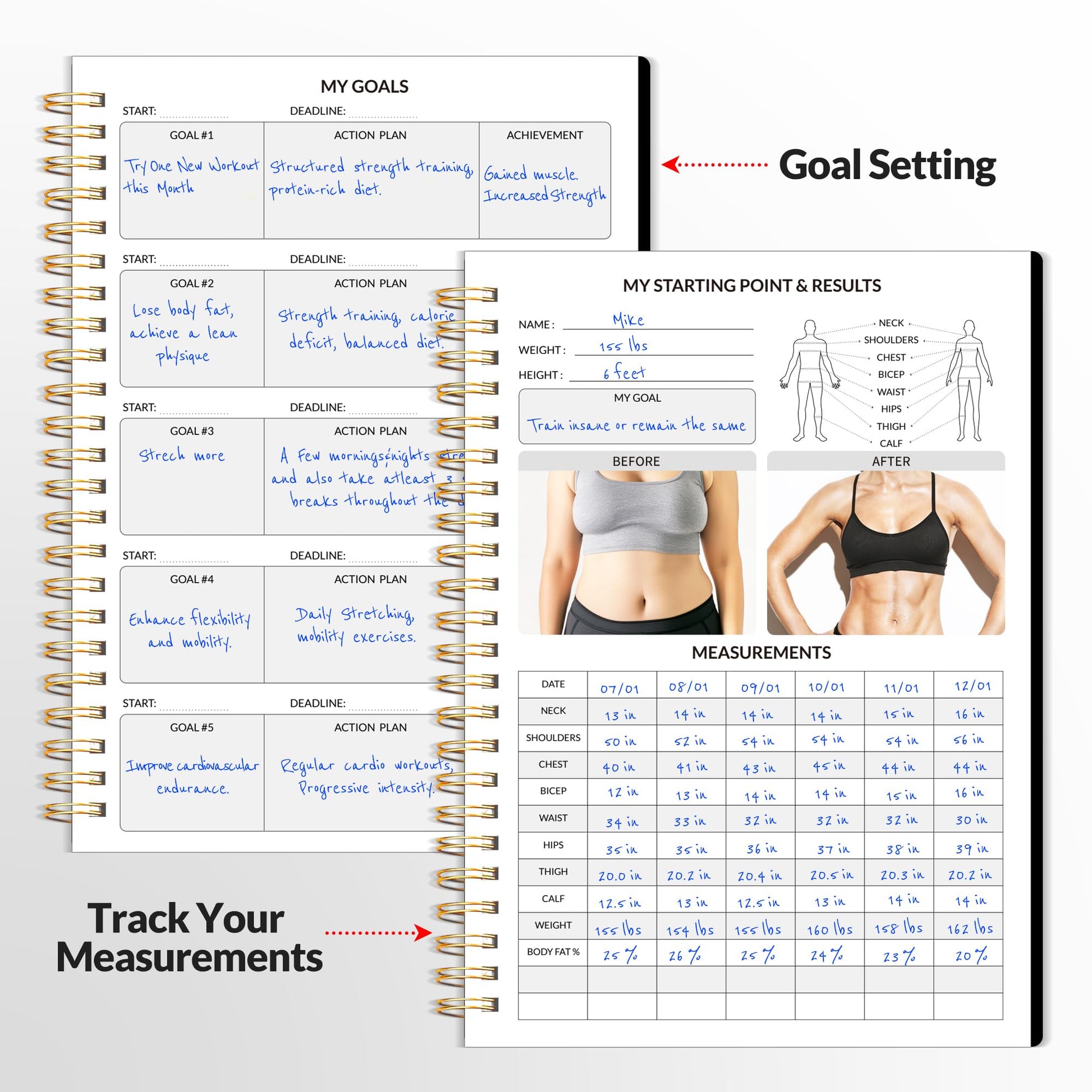 Fitness Journal Workout Planner for Women & Men, A5 (6.4" x 8.3") Workout Journal Log Book Planner Gift for Track Gym Essentials, Home Workouts, Track Progress, Achieve Wellness Goals, Black - My Store