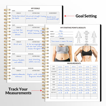 Fitness Journal Workout Planner for Women & Men, A5 (6.4" x 8.3") Workout Journal Log Book Planner Gift for Track Gym Essentials, Home Workouts, Track Progress, Achieve Wellness Goals, Black - My Store