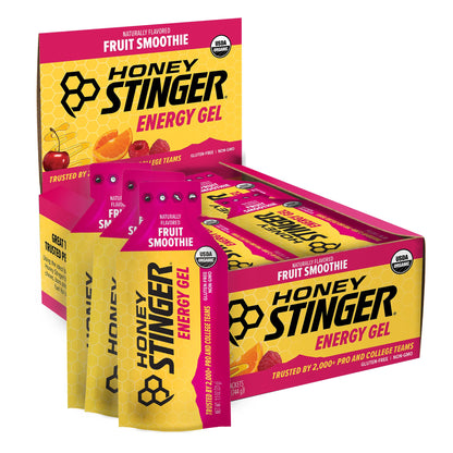 Honey Stinger Organic Fruit Smoothie Energy Gel, Gluten Free & Caffeine Free, for Exercise, Running and Performance, Sports Nutrition for Home & Gym, Pre and Mid Workout, 12 Pack, 13.2 Ounce