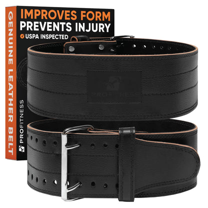 ProFitness Weight Lifting Belt (5mm Thick) - Leather Weight Belt for Men & Women - Back Support Squat Belt - Gym Belt for Weightlifting, Powerlifting & Deadlifts | Adjustable Weightlifting Belt - My Store
