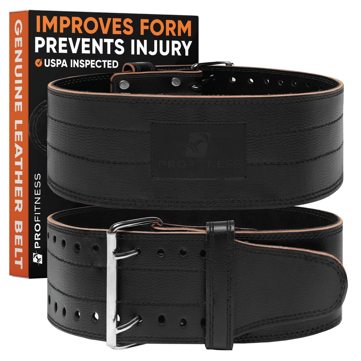 ProFitness Weight Lifting Belt (5mm Thick) - Leather Weight Belt for Men & Women - Back Support Squat Belt - Gym Belt for Weightlifting, Powerlifting & Deadlifts | Adjustable Weightlifting Belt - My Store