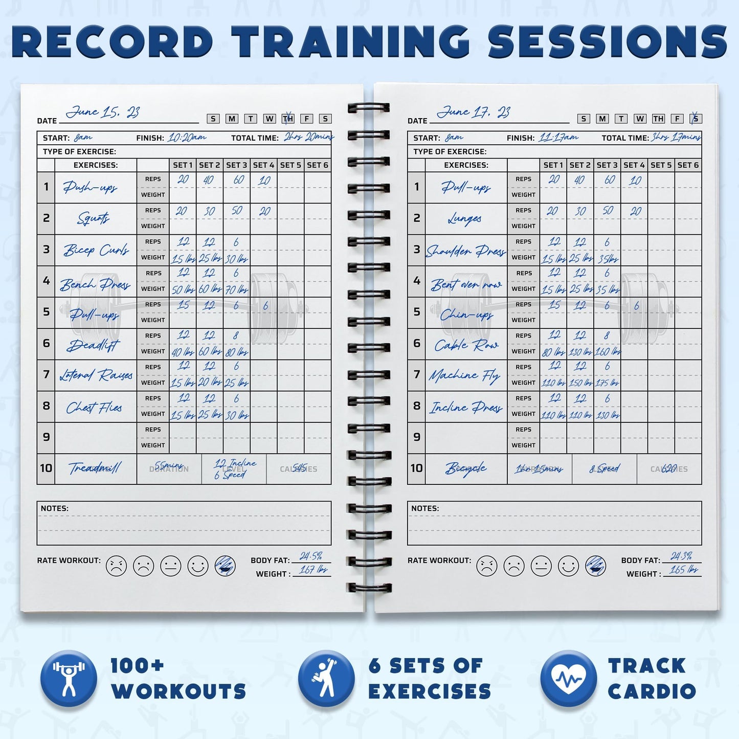 Workout Planner for Daily Fitness Tracking & Goals Setting - A5 Size, 6” x 8”, Charcoal Gray - Men & Women Personal Home & Gym Training Diary - Log Book Journal - by Workout Log Gym - My Store