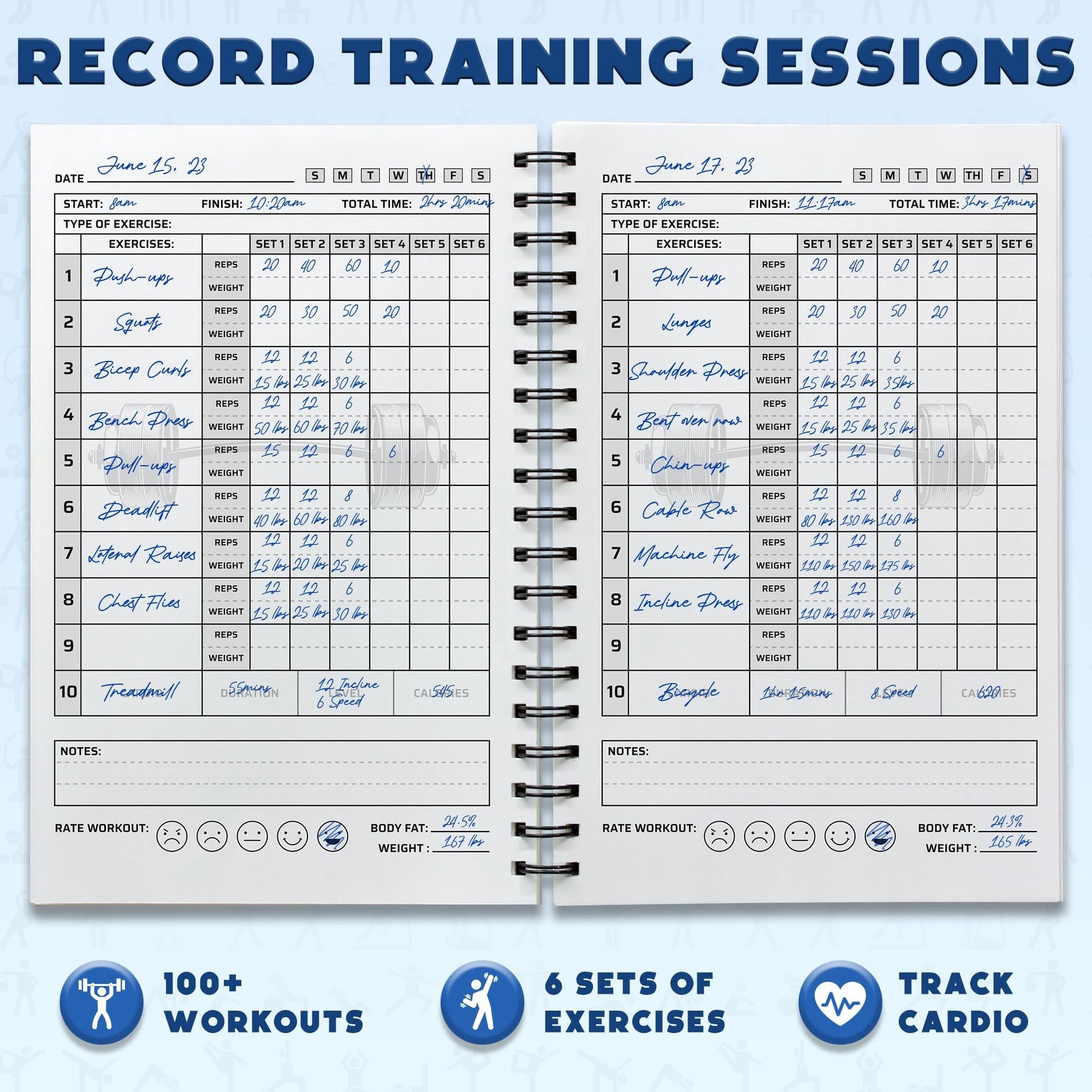 Workout Planner for Daily Fitness Tracking & Goals Setting - A5 Size, 6” x 8”, Charcoal Gray - Men & Women Personal Home & Gym Training Diary - Log Book Journal - by Workout Log Gym - My Store