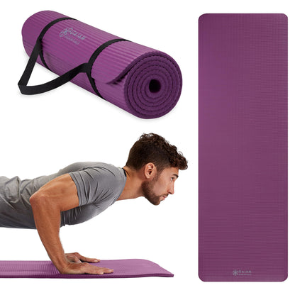 Gaiam Essentials Thick and Thin Yoga Mat Fitness & Exercise Mat with Easy-Cinch Carrier Strap - My Store