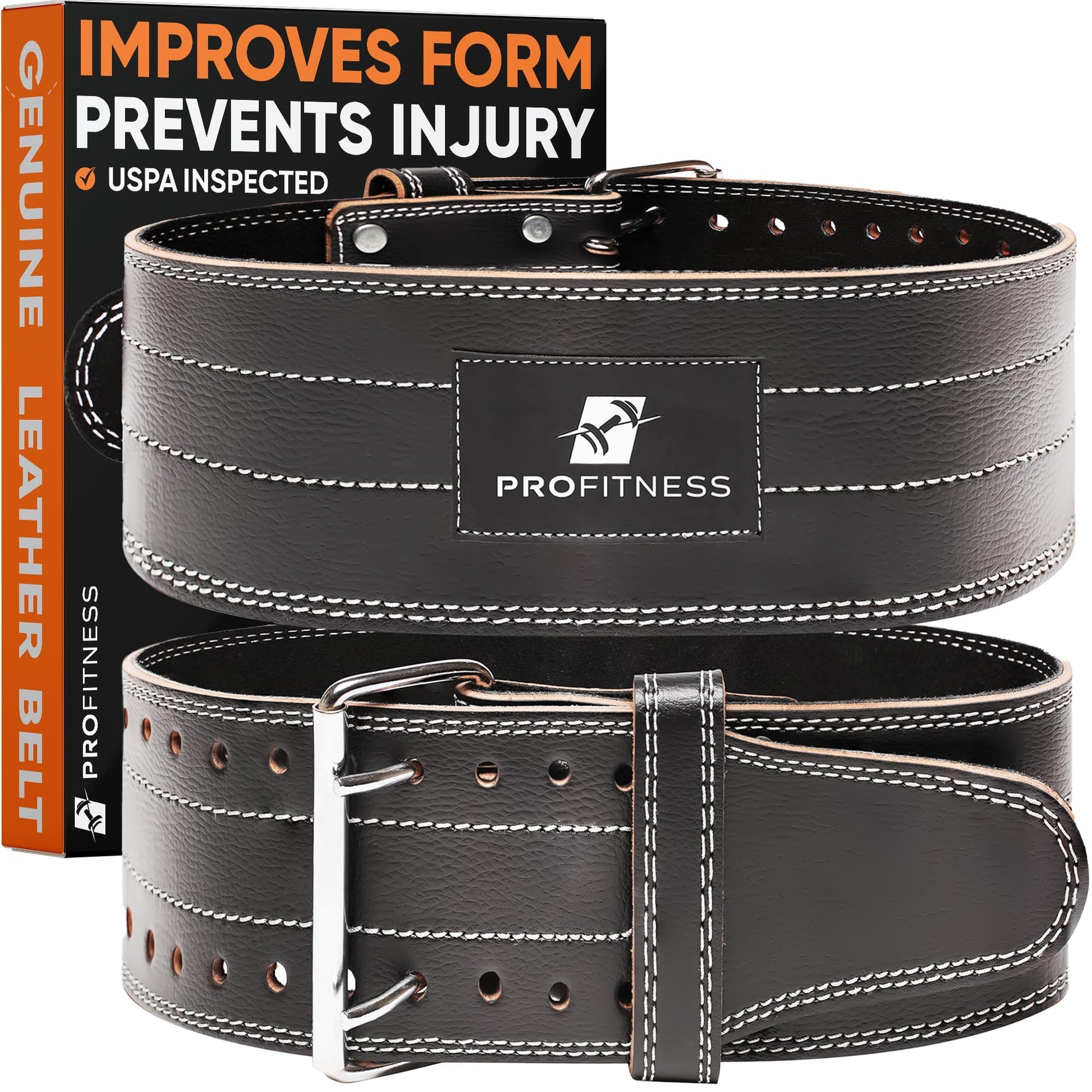 ProFitness Weight Lifting Belt (5mm Thick) - Leather Weight Belt for Men & Women - Back Support Squat Belt - Gym Belt for Weightlifting, Powerlifting & Deadlifts | Adjustable Weightlifting Belt - My Store