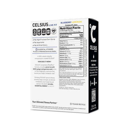 CELSIUS On-the-Go Powder Stick Zero Sugar (14 Sticks per Pack), Orange, 2.60 Oz