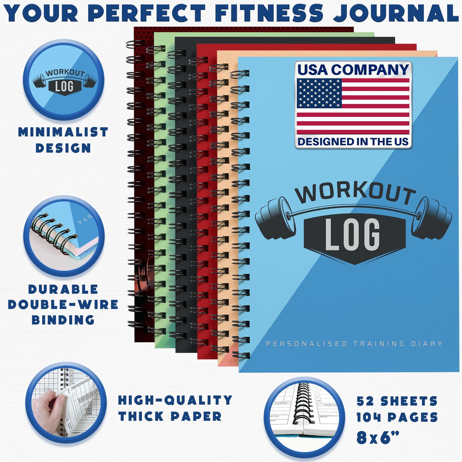 Workout Planner for Daily Fitness Tracking & Goals Setting - A5 Size, 6” x 8”, Charcoal Gray - Men & Women Personal Home & Gym Training Diary - Log Book Journal - by Workout Log Gym - My Store