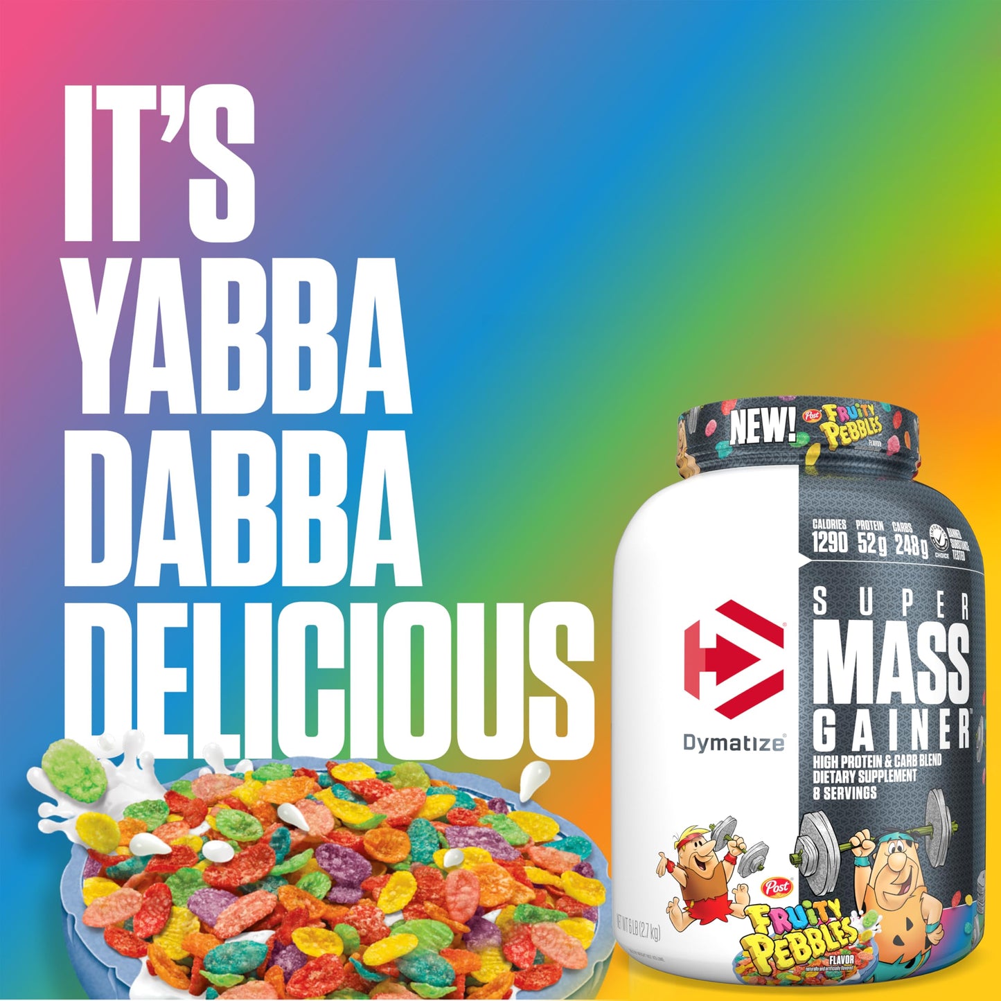 Dymatize Super Mass Gainer Protein Powder, Gourmet Vanilla, 52g Protein, 1g Creatine, 1280 Calories, 10.7g BCAAs, 245g Carbs, Contains Whey Protein Powder, Isolate, and Casein (8 Servings)