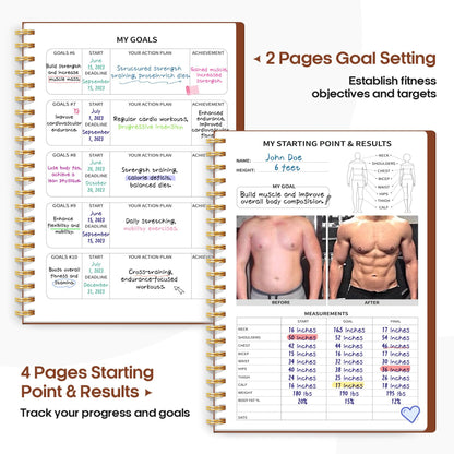 Fitness Workout Journal for Women & Men, A5(5.5" x 8.2") Workout Log Book Planner for Tracking, Progress, and Achieving Your Wellness Goals - Green - My Store