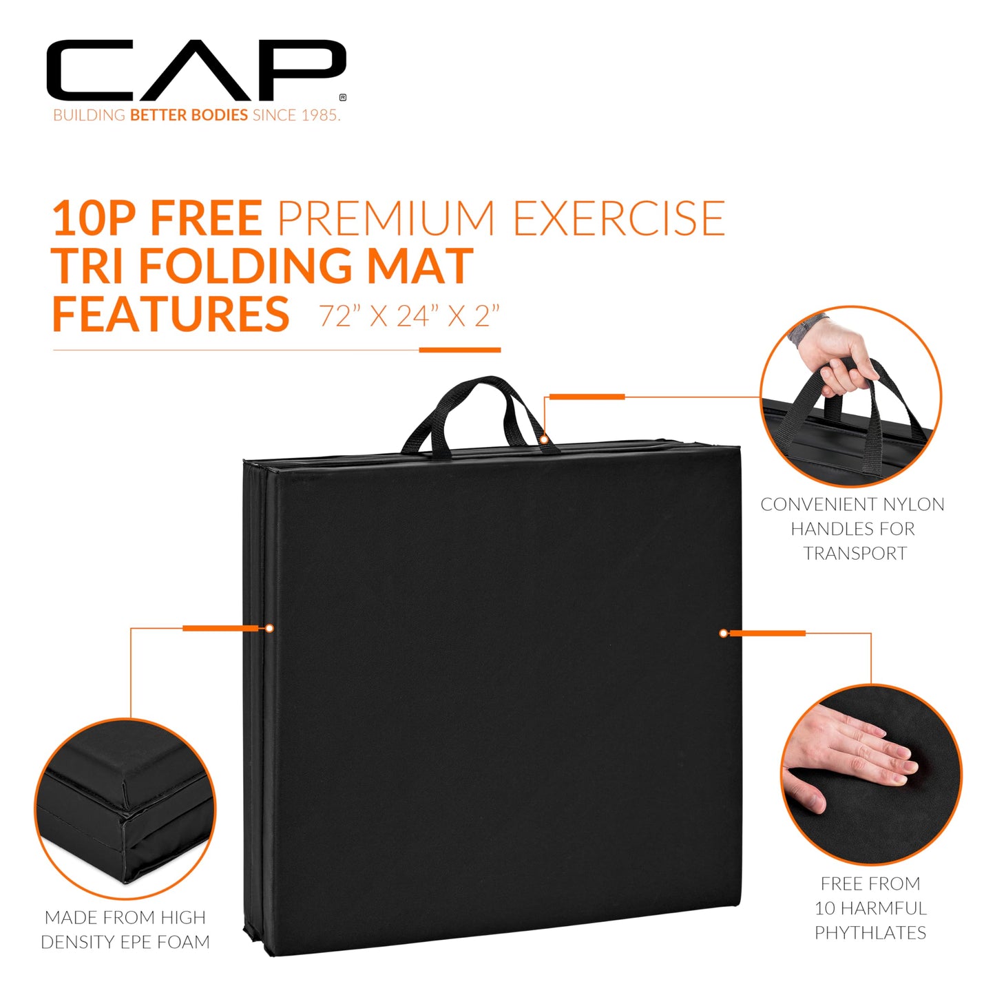 CAP Barbell All Purpose Folding Anti Tear Exercise Training Aerobic Fitness Gym & Gymnastics Balance Mat | Multiple colors