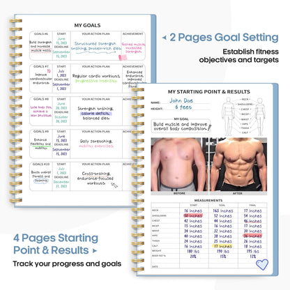 Fitness Workout Journal for Women & Men, A5(5.5" x 8.2") Workout Log Book Planner for Tracking, Progress, and Achieving Your Wellness Goals - Green - My Store