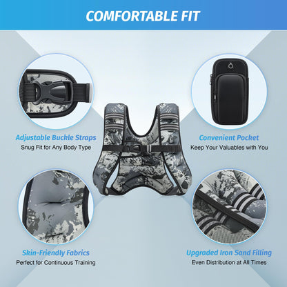 ZELUS Weighted Vest, 6lb/8lb/12lb/16lb/20lb/25lb/30lb Weight Vest with Reflective Stripe for Workout, Strength Training, Running, Fitness, Muscle Building, Weight Loss, Weightlifting - My Store