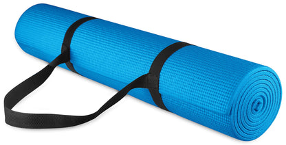 Fitvids All Purpose 1/4-Inch High Density Anti-Tear Exercise Yoga Mat with Carrying Strap, Multiple Colors