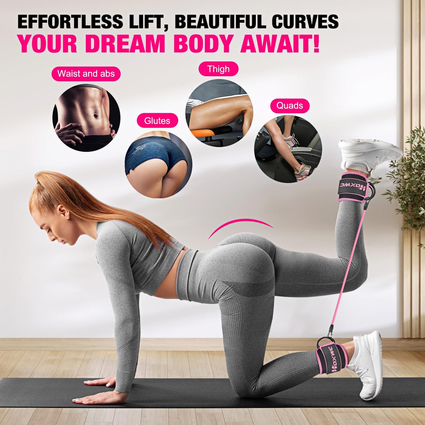 Ankle Resistance Bands with Cuffs, Ankle Bands for Working Out, Ankle Resistance Band for Leg, Booty Workout Equipment for Kickbacks Hip Fitness Training, Exercise Bands for Butt Lift Women - My Store