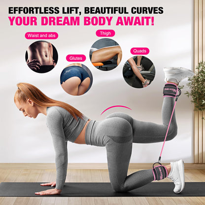 Ankle Resistance Bands with Cuffs, Ankle Bands for Working Out, Ankle Resistance Band for Leg, Booty Workout Equipment for Kickbacks Hip Fitness Training, Exercise Bands for Butt Lift Women - My Store