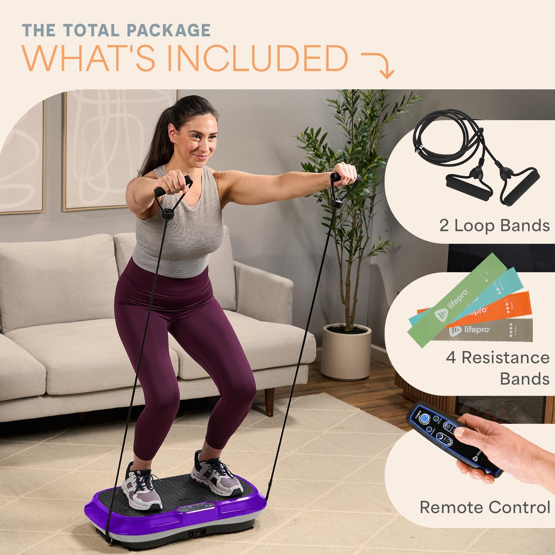 Lifepro Waver Vibration Plate Exercise Machine for Lymphatic Drainage, Muscle Activation, Full-Body Workout Vibrating Platform with Loop Bands, Fitness Equipment for Strength Toning & Fat Loss - My Store