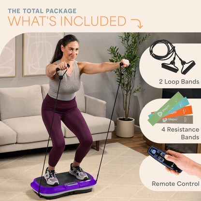 Lifepro Waver Vibration Plate Exercise Machine for Lymphatic Drainage, Muscle Activation, Full-Body Workout Vibrating Platform with Loop Bands, Fitness Equipment for Strength Toning & Fat Loss - My Store